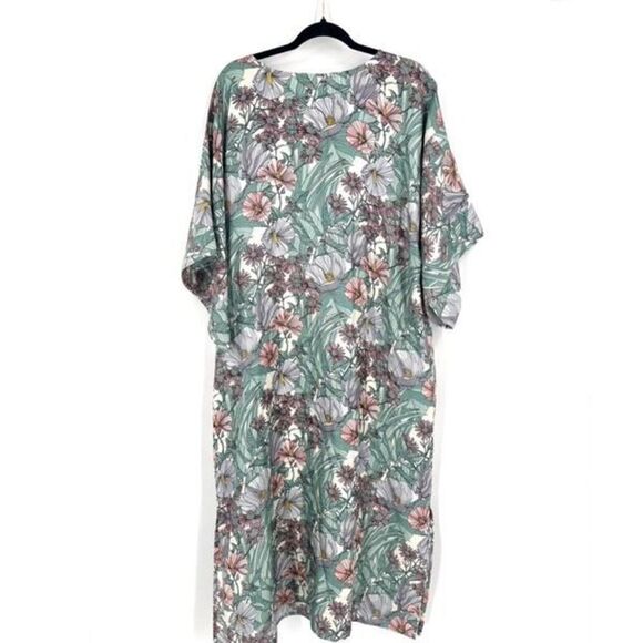Tory Burch Robinson Floral Silk Kimono Maxi Dress Hibiscus Small muumuu - Picture 3 of 12